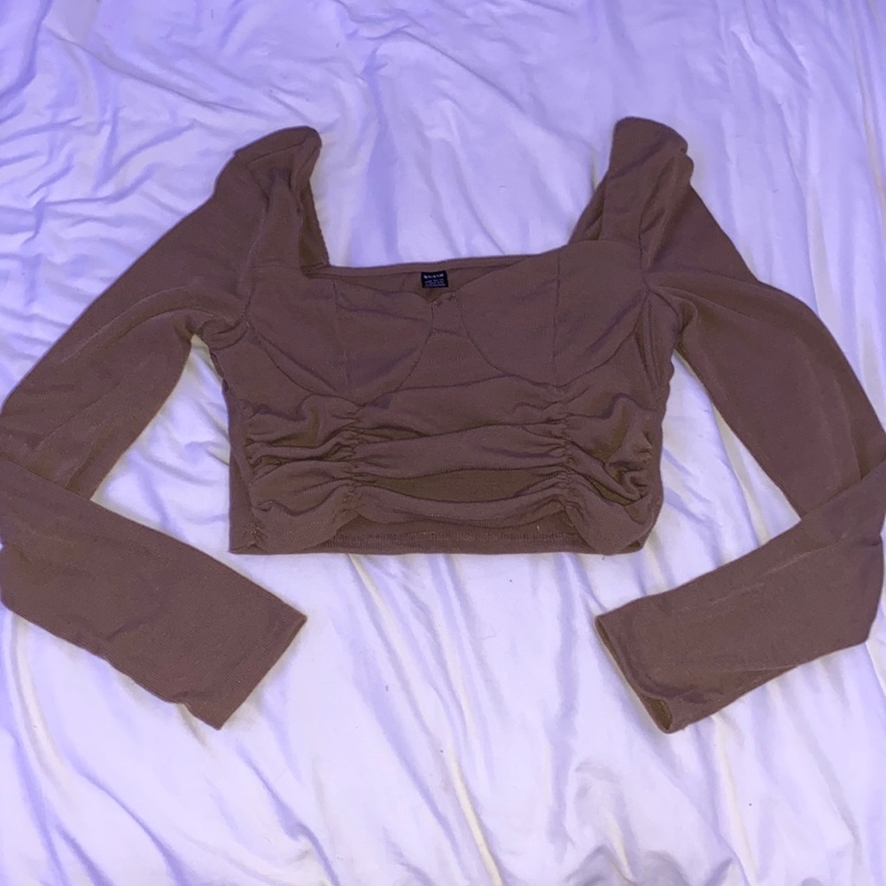 brown cropped long sleeved